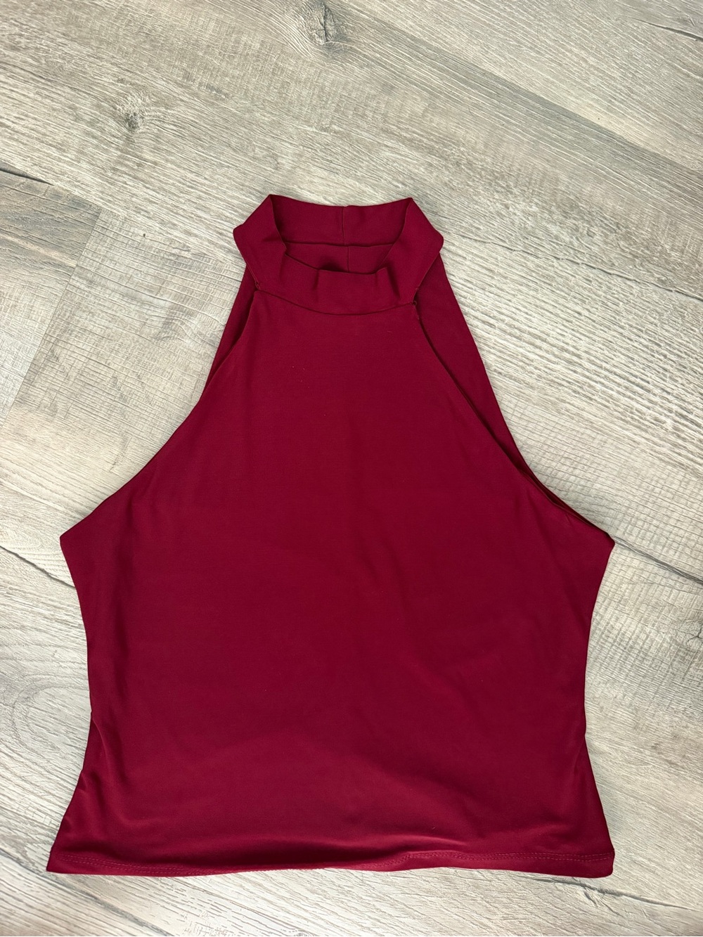 Aqua Mock Neck Sleeveless Tank Top - Burgundy